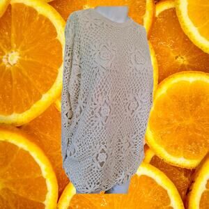 Vintage A Little Extra‎ Spice Doily Crochet Long Sleeve Top Size Large